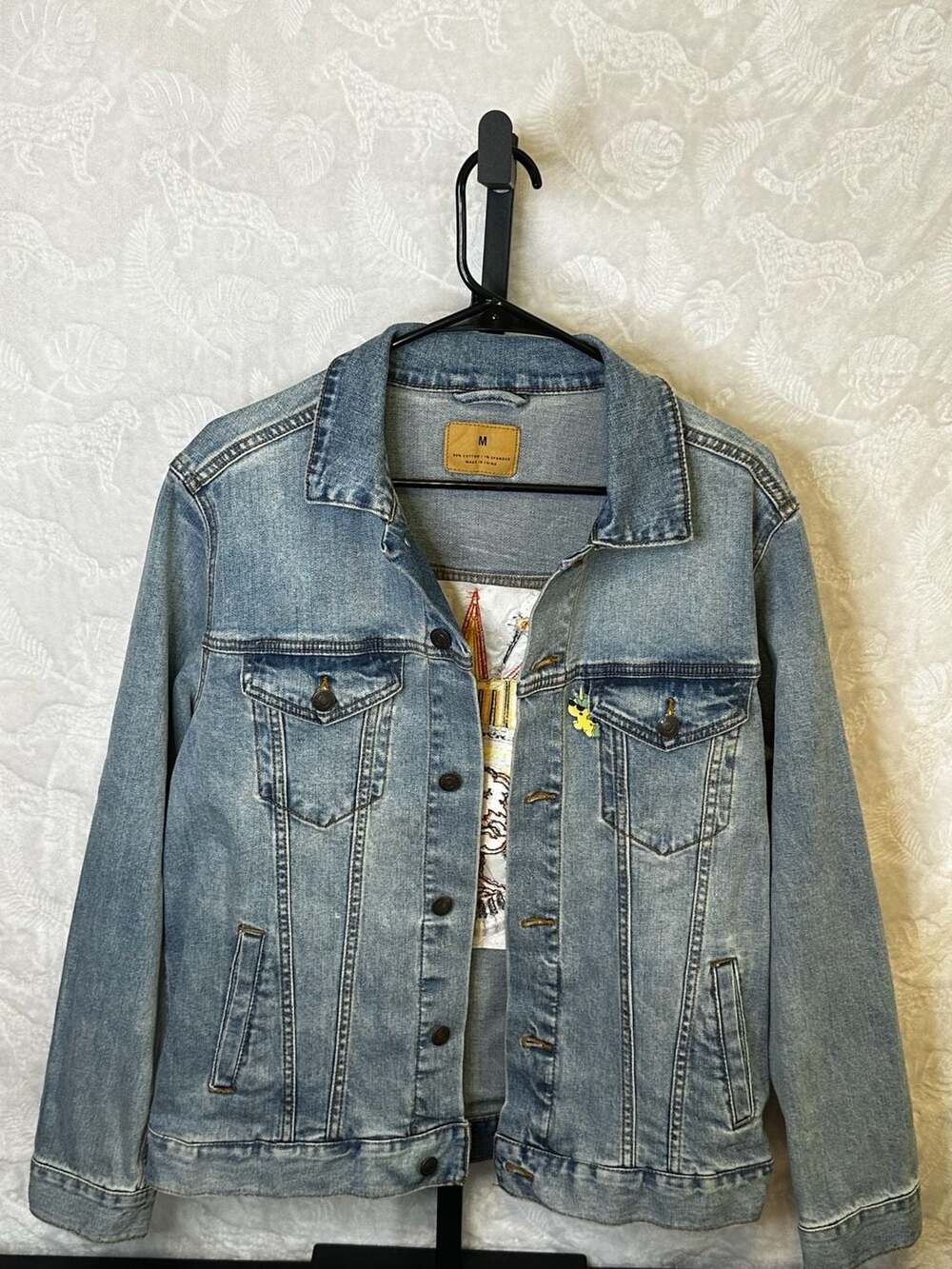 Atomic Bomb Embroidered Denim Jacket Size M